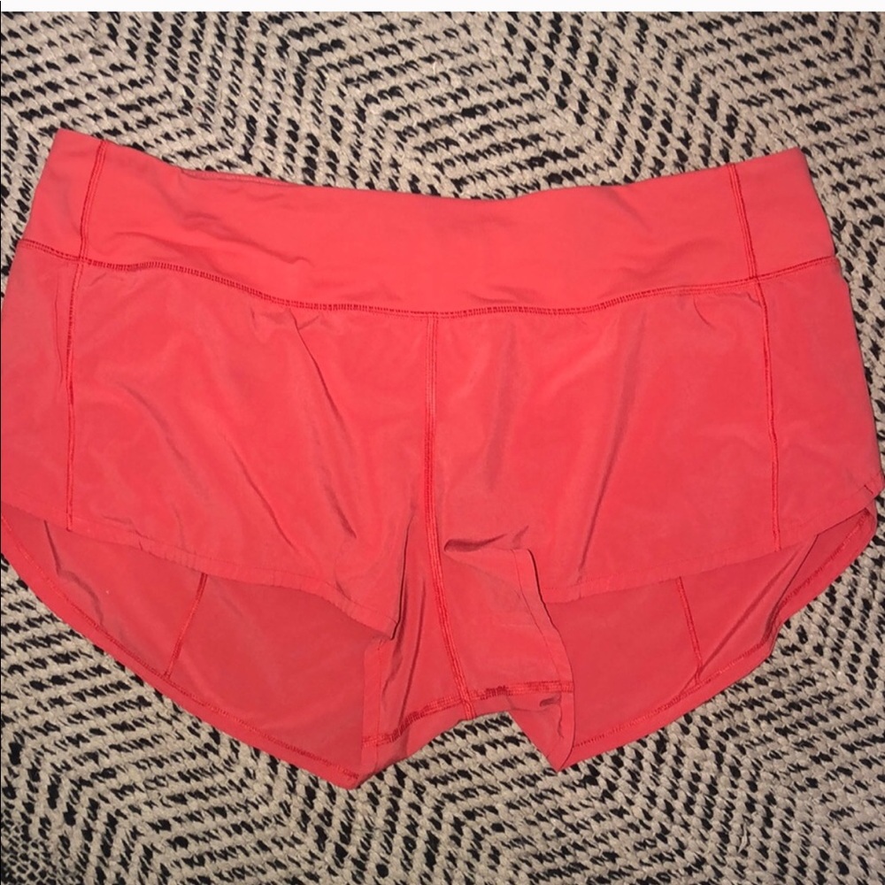 Coral Lululemon Speed up shorts